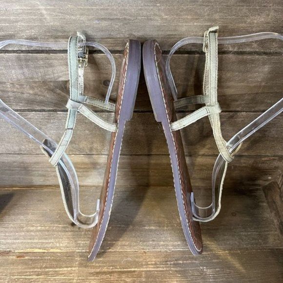 Womens Sam Edelman Camo Green Suede Leather Sandals Shoes Size 7.5 M GUC‎ - Picture 4 of 6